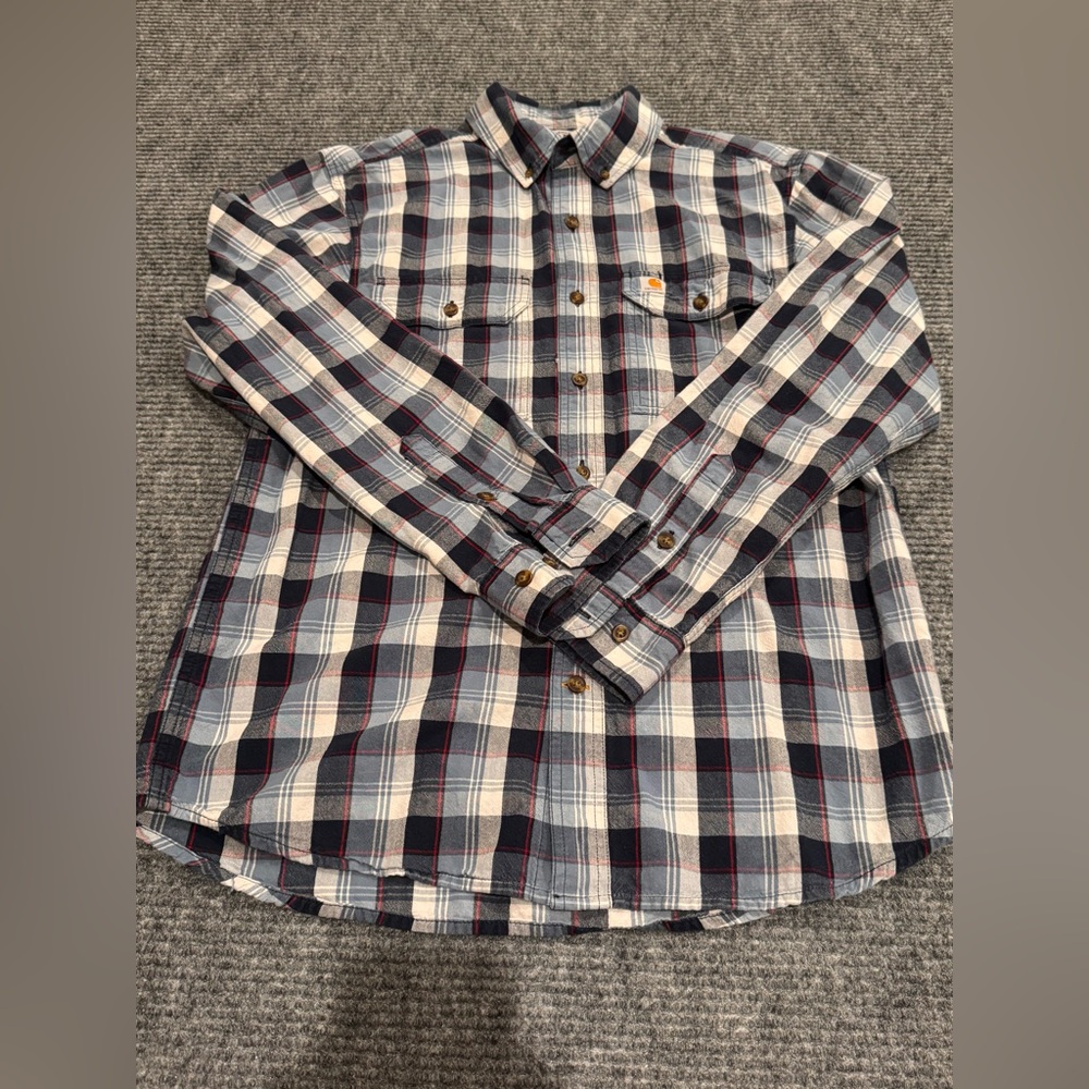 Carhartt Men's Plaid Button-Down Shirt Relaxed Fit Medium